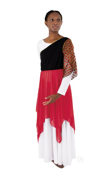 Eurotard 79572 Women's Blessed Grace Single Sleeve Overlay Red/Gold